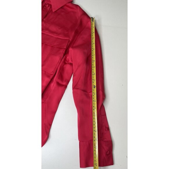 Jason Wu Red Satin Oversized Button down Small NWT - Picture 9 of 10